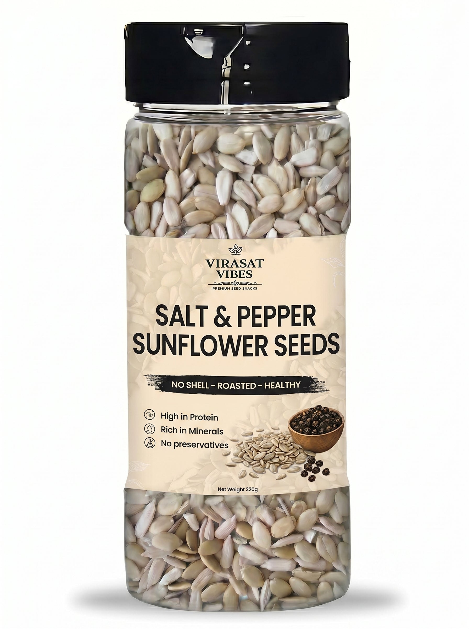 Virasat Vibes Salt & Pepper Roasted Seed Mix | Healthy Snack 220g