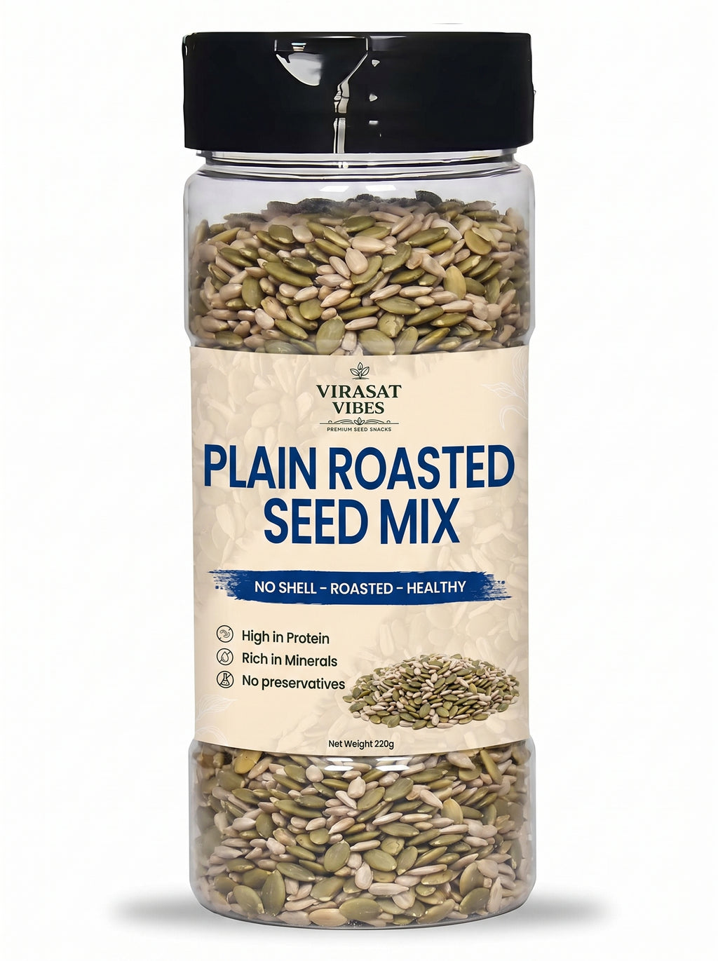 Virasat Vibes Plain Roasted Seed Mix | Healthy Snack 220g
