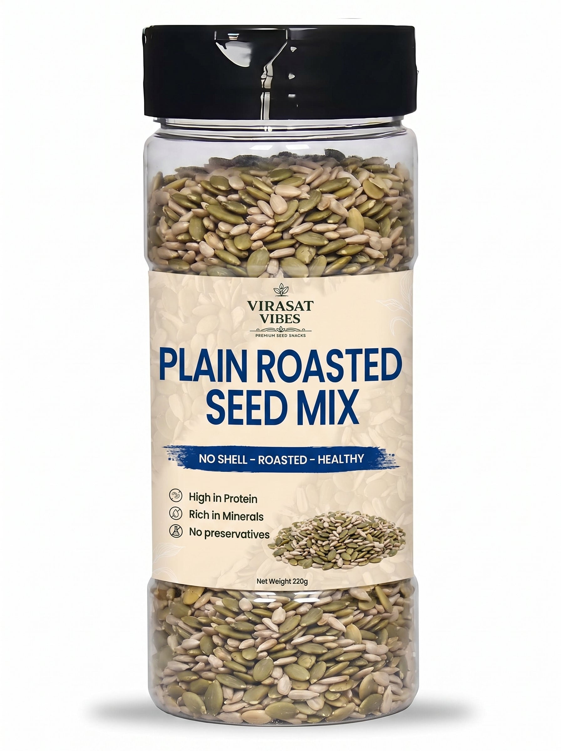Virasat Vibes Plain Roasted Seed Mix | Healthy Snack 220g